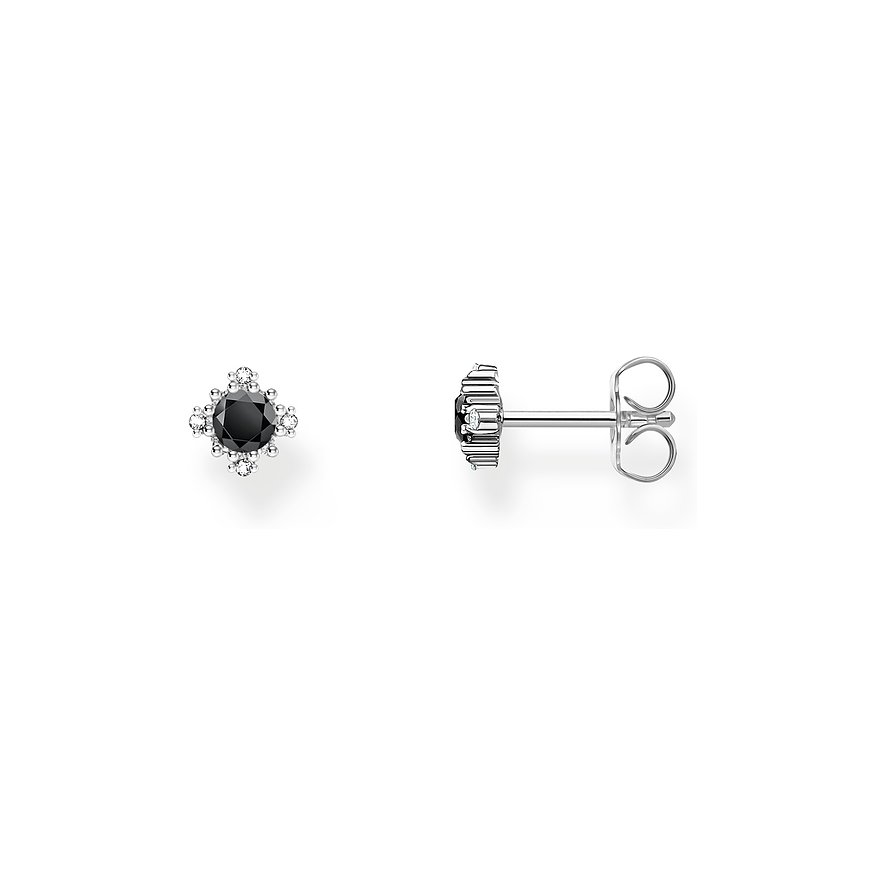 Thomas Sabo Ohrstecker, Zirkonia, Damen, 925er Silber, schwarz