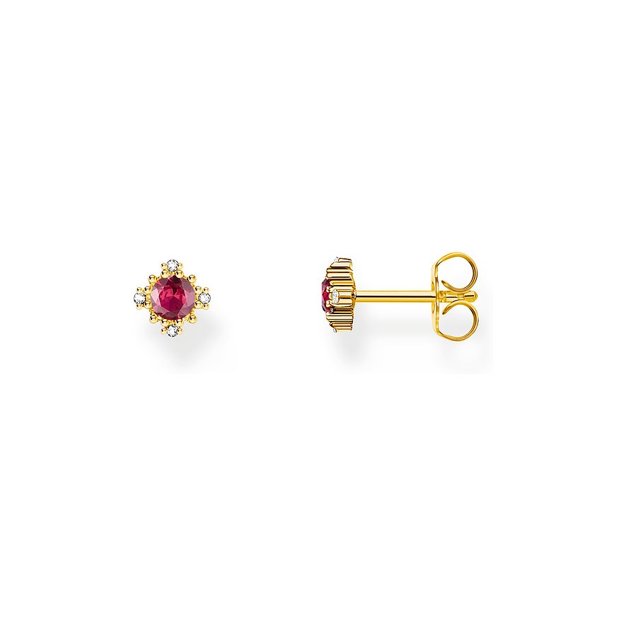 Thomas Sabo Ohrstecker, Zirkonia, Damen, 925er Silber, rot