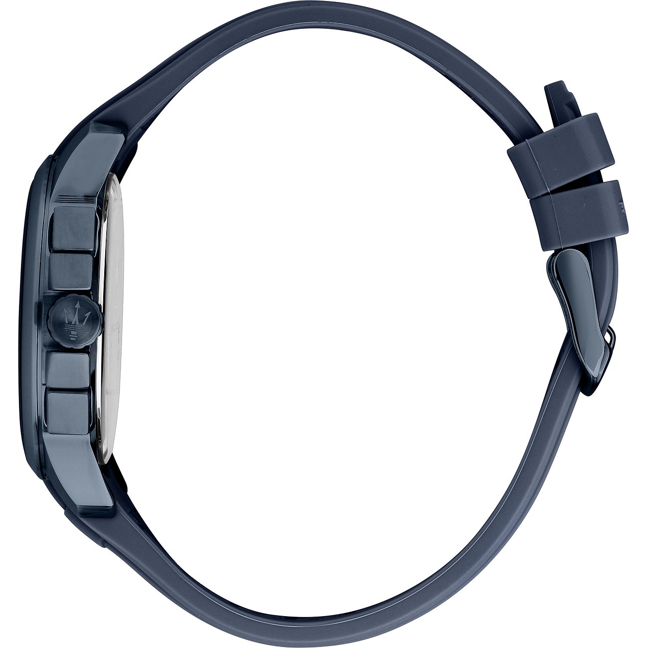 Maserati Herrenuhr mit Edelstahlgehäuse und Silikonarmband.