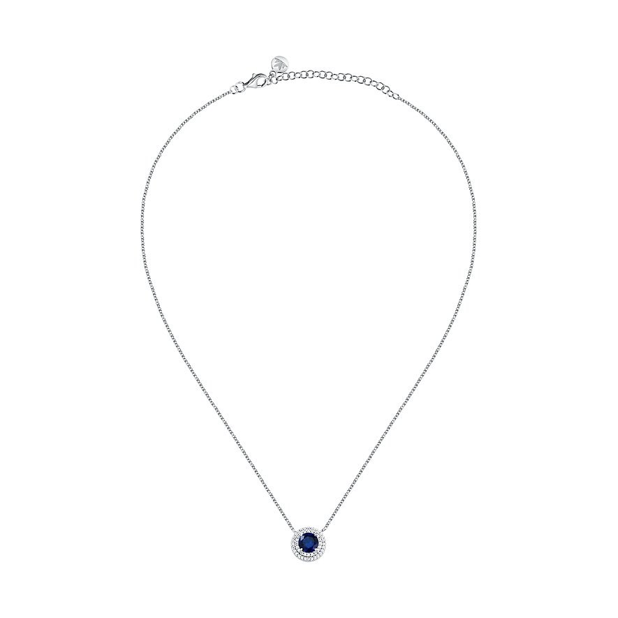 Morellato Damen Halskette aus 925 Recycling-Silber mit blauer Zirkonia.