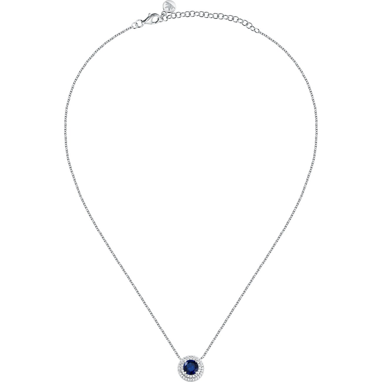 Morellato Damen Halskette aus 925 Recycling-Silber mit blauer Zirkonia.