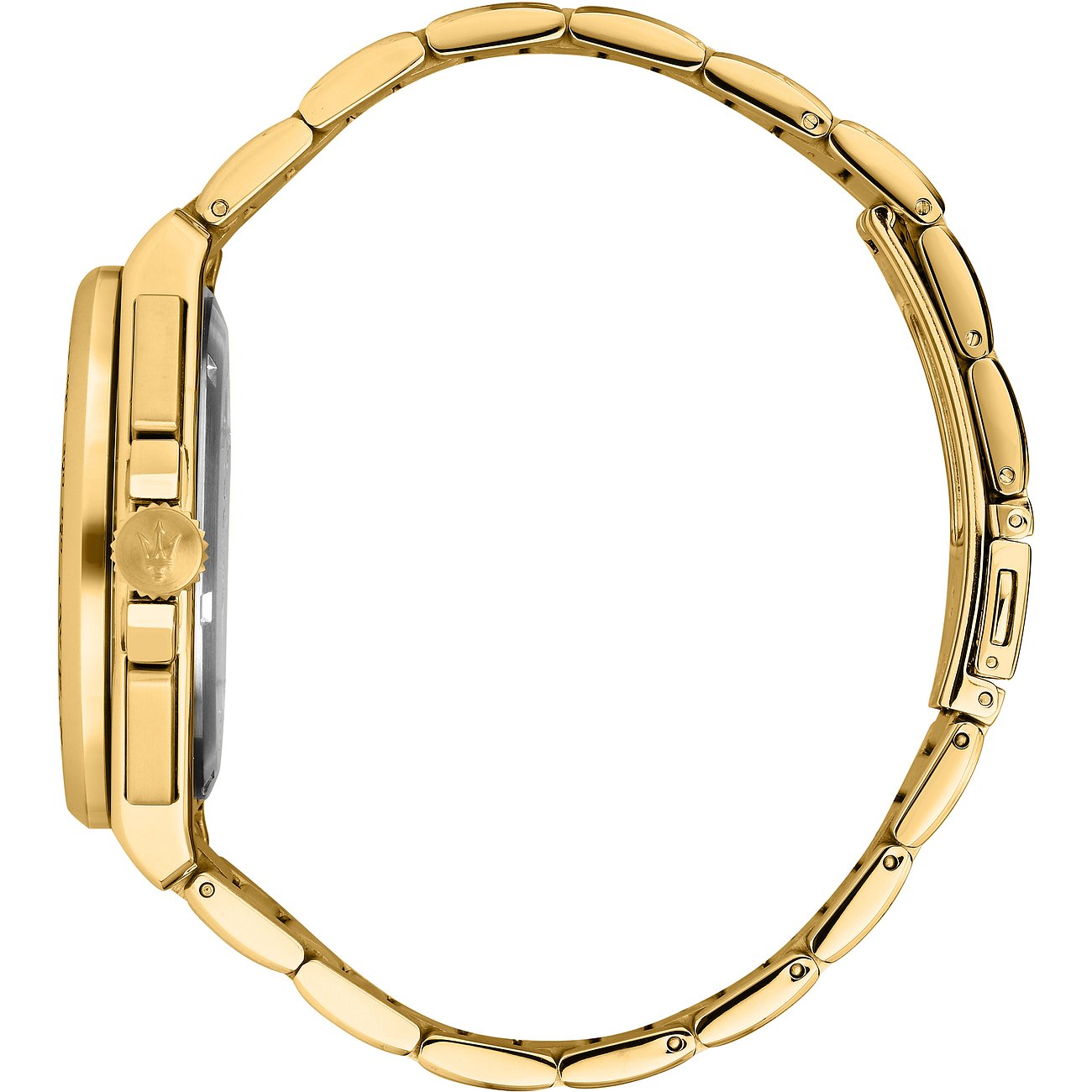 Maserati herenhorloge met roestvrijstalen kast, goudkleurig, analoog.