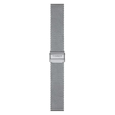 Tissot Uhrenarmband aus Edelstahl mit Mesh-Muster und Faltschließe.