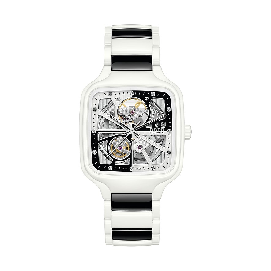 Rado Unisexuhr True Square Open Heart R27073752, Unisex, Keramik, Armband: Keramik, Automatik, analog