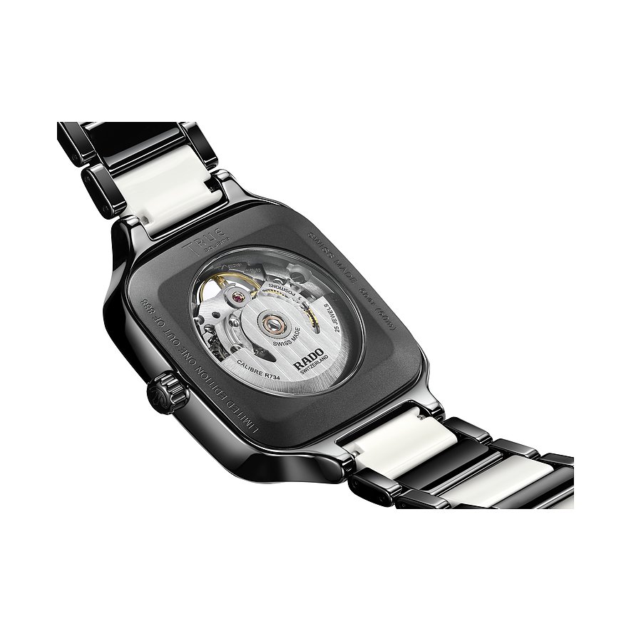 Rado Unisexuhr mit Keramikgehäuse, bicolor, analog, mit Diamanten.