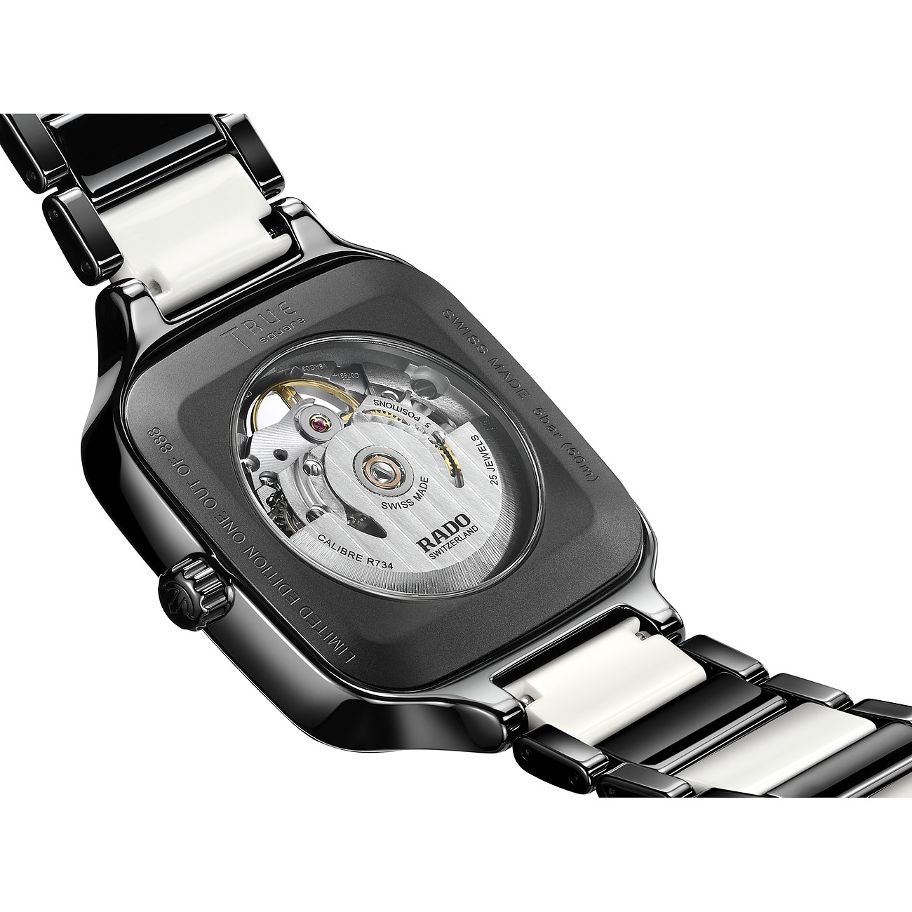 Rado Unisexuhr mit Keramikgehäuse, bicolor, analog, mit Diamanten.