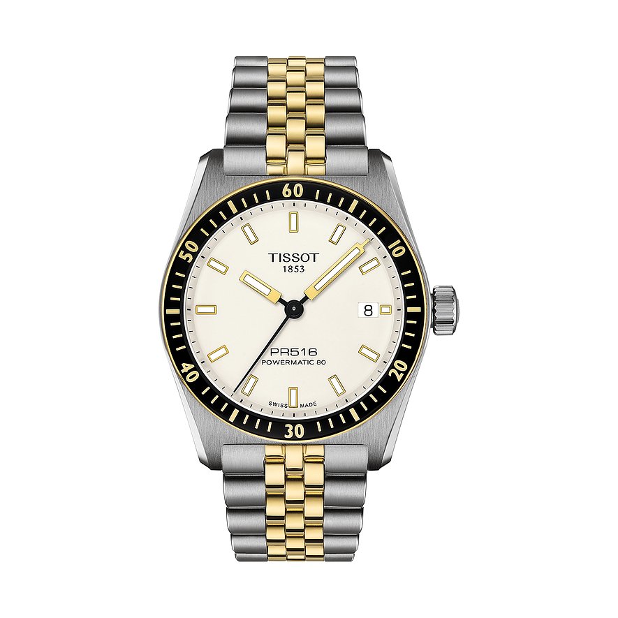 Tissot Herrenuhr PR516 Powermatic 80 T1494072201100, Herren, Edelstahl, Armband: Edelstahl, PVD beschichtet, Automatik, analog