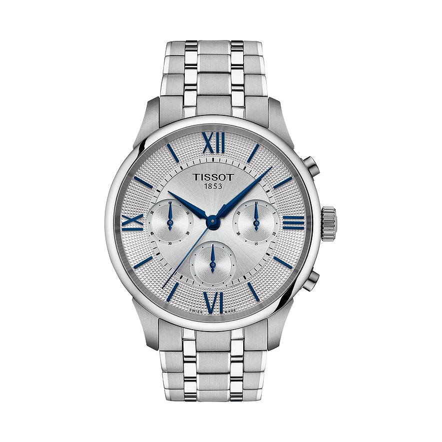 Tissot Chronograph Chemin Des Tourelles T1394621103800, Herren, Edelstahl, Armband: Edelstahl, Automatik, analog