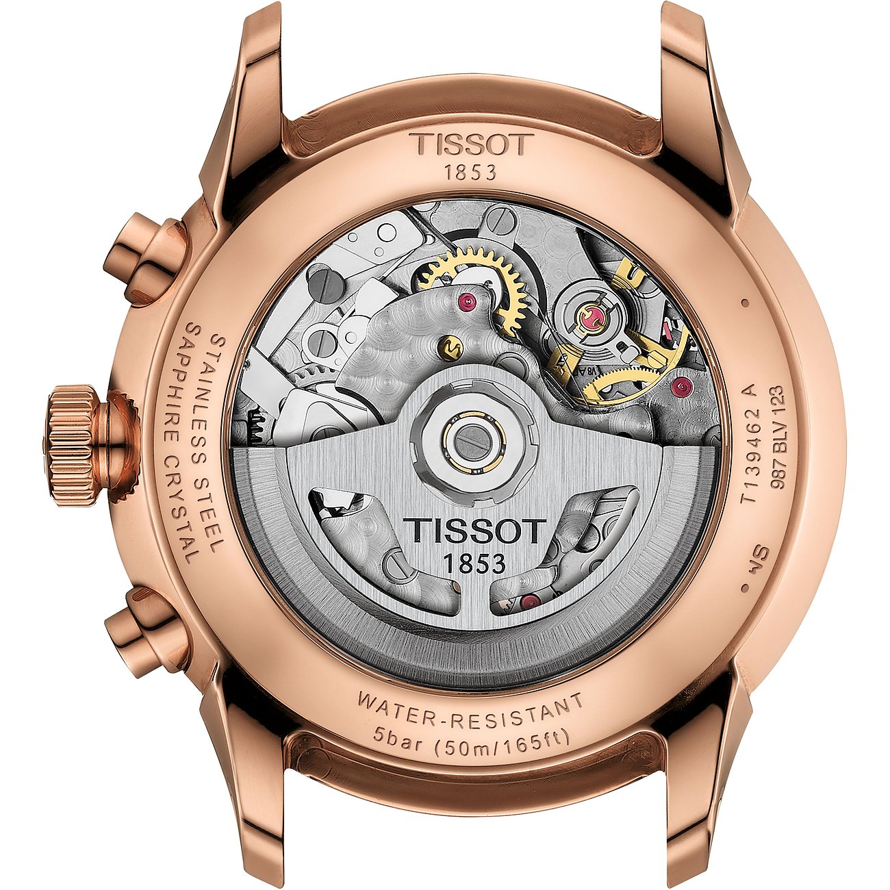 Tissot Herrenuhr mit Edelstahlgehäuse und sichtbarem Uhrwerk.