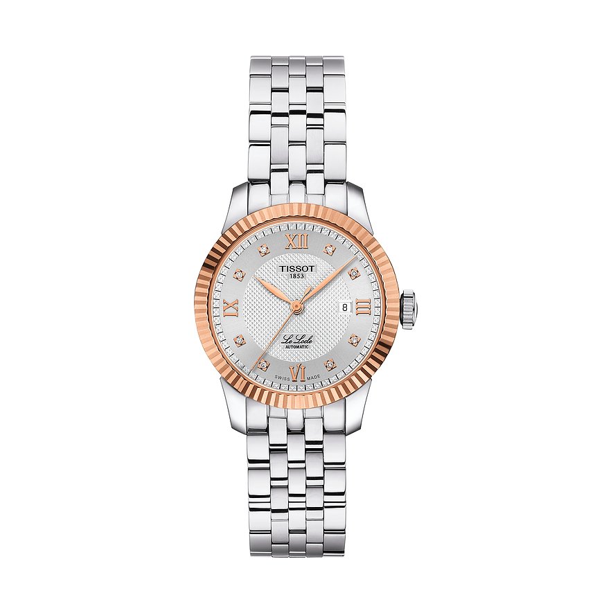 Tissot Damenuhr Lelocle T9322074103600, Damen, Edelstahl, 585er Roségold, Armband: Edelstahl, Automatik, analog