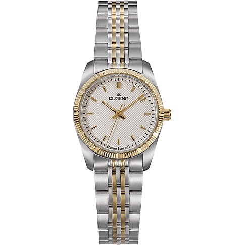 Dugena Damenuhr mit Edelstahlgehäuse, bicolor, analog.