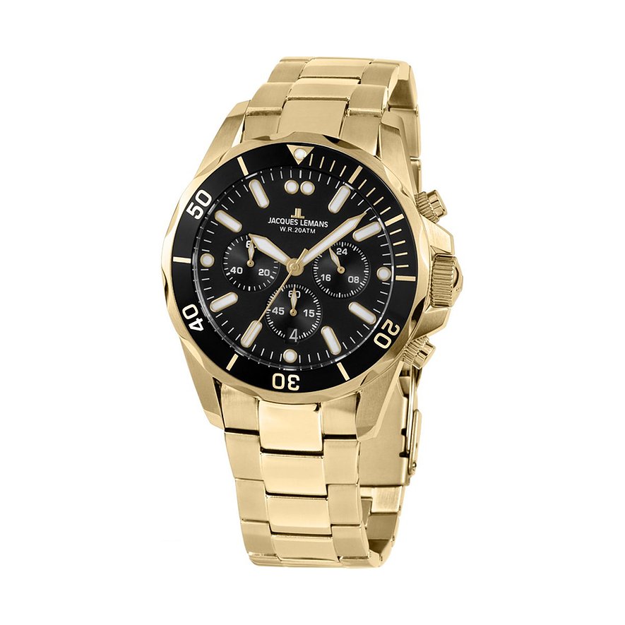 2. Chance - Jacques Lemans Chronograph 1-2091J, Herren, Edelstahl, Armband: Edelstahl, Quarz, analog