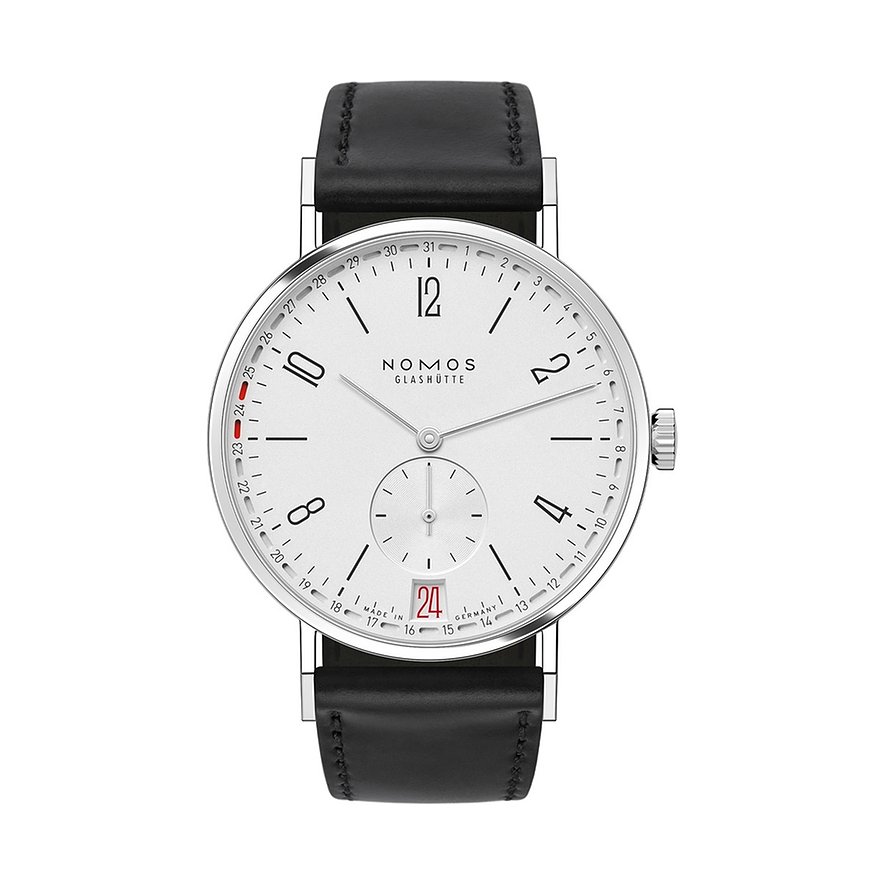 Nomos Glashütte Unisexuhr Tangente 2date 135, Unisex, Edelstahl, Armband: Leder, Handaufzug, analog