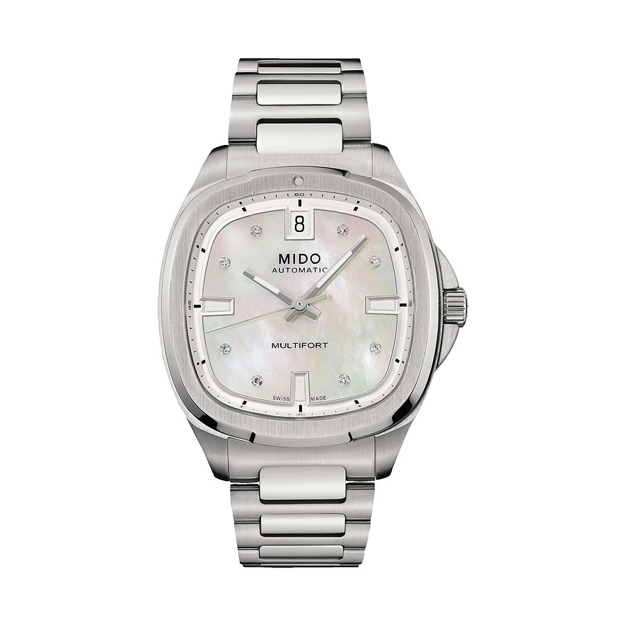 Mido Damenuhr Multifort TV 35 M0493071110600, Damen, Edelstahl, Armband: Edelstahl, Automatik, analog