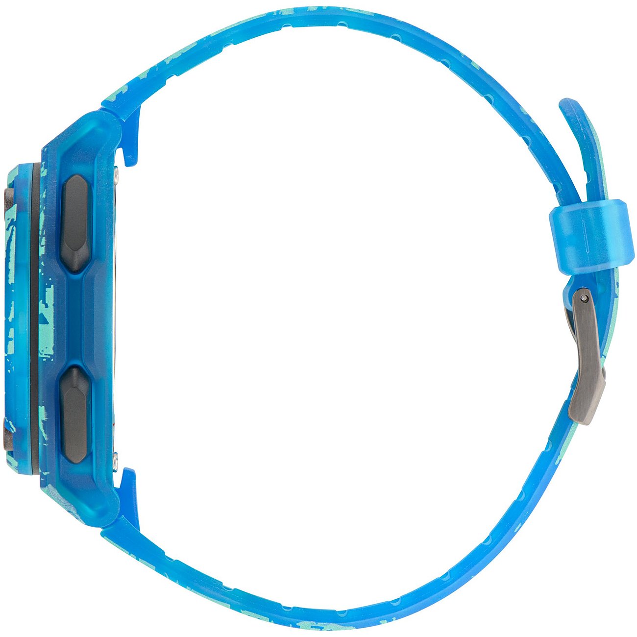 Adidas Herrenuhr mit Resin-Gehäuse, blau mit Camouflage-Muster, analog.