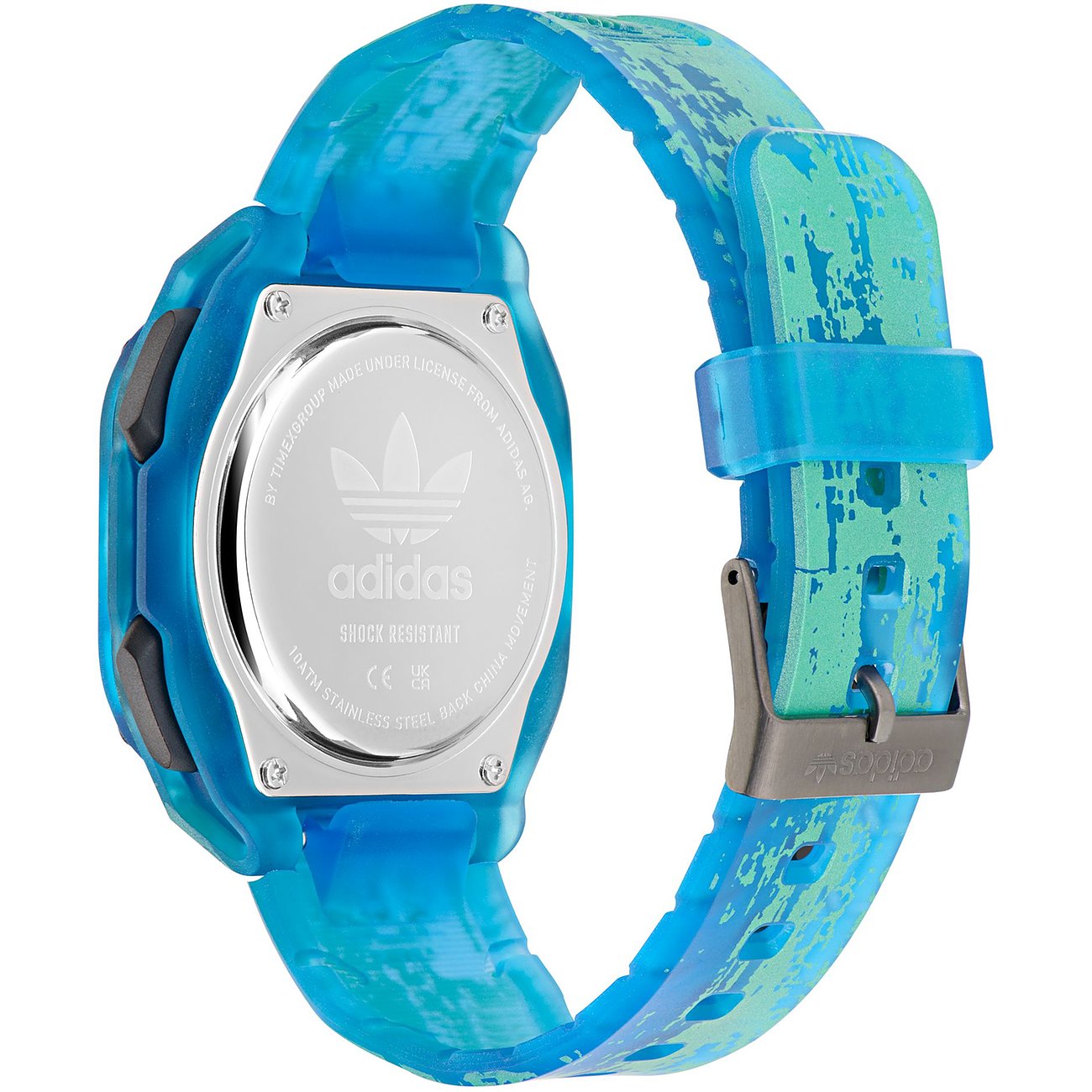 Adidas Herrenuhr mit Resin-Gehäuse und buntem Armband.