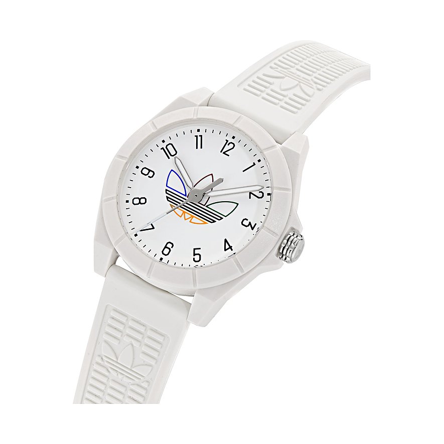Adidas Unisexuhr mit Resin-Gehäuse und analoger Anzeige.