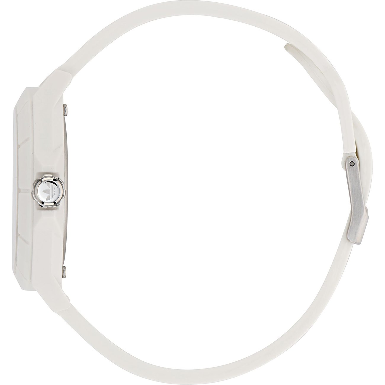 Adidas Unisexuhr mit Resin-Gehäuse und weißem Armband, analog.