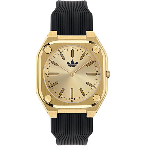 Adidas Unisex ur med urkasse i rustfrit stål, guldfarvet, analogt.