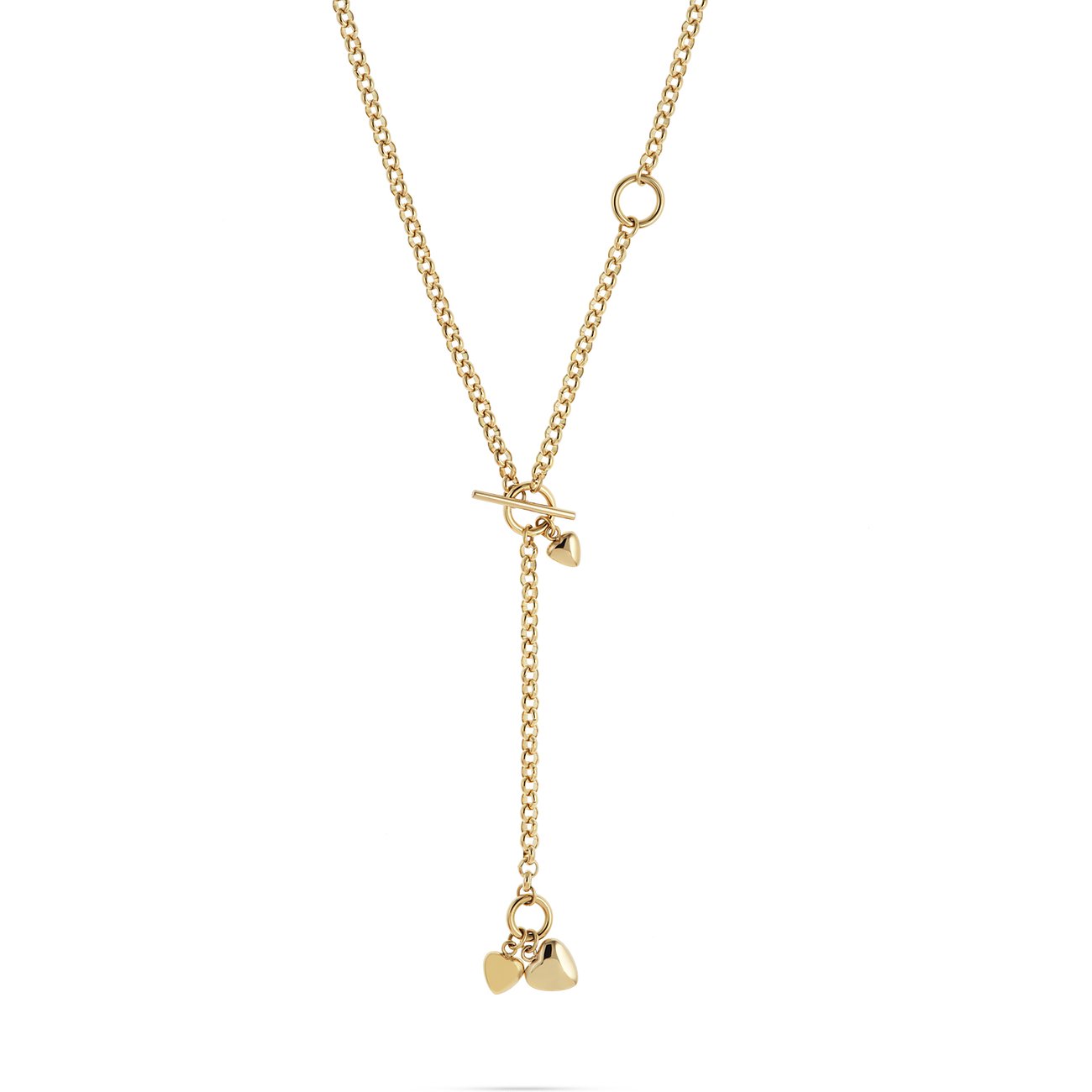 GMK Collection Halskette aus Edelstahl mit Herz-Anhängern und Toggle-Verschluss.