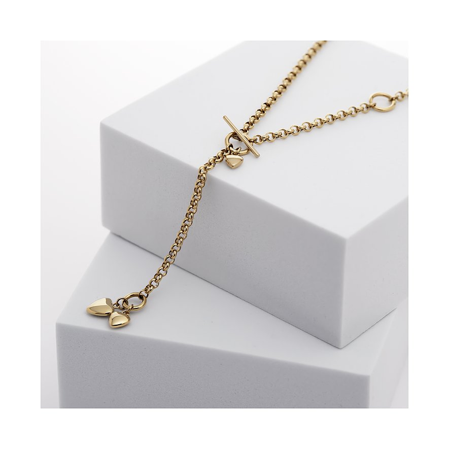 GMK Collection Halskette aus Edelstahl mit Herz-Anhängern und Toggle-Verschluss.