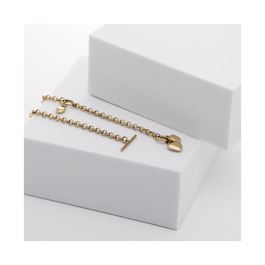 GMK Collection Edelstahl-Halskette mit Herz-Anhängern und Toggle-Verschluss.