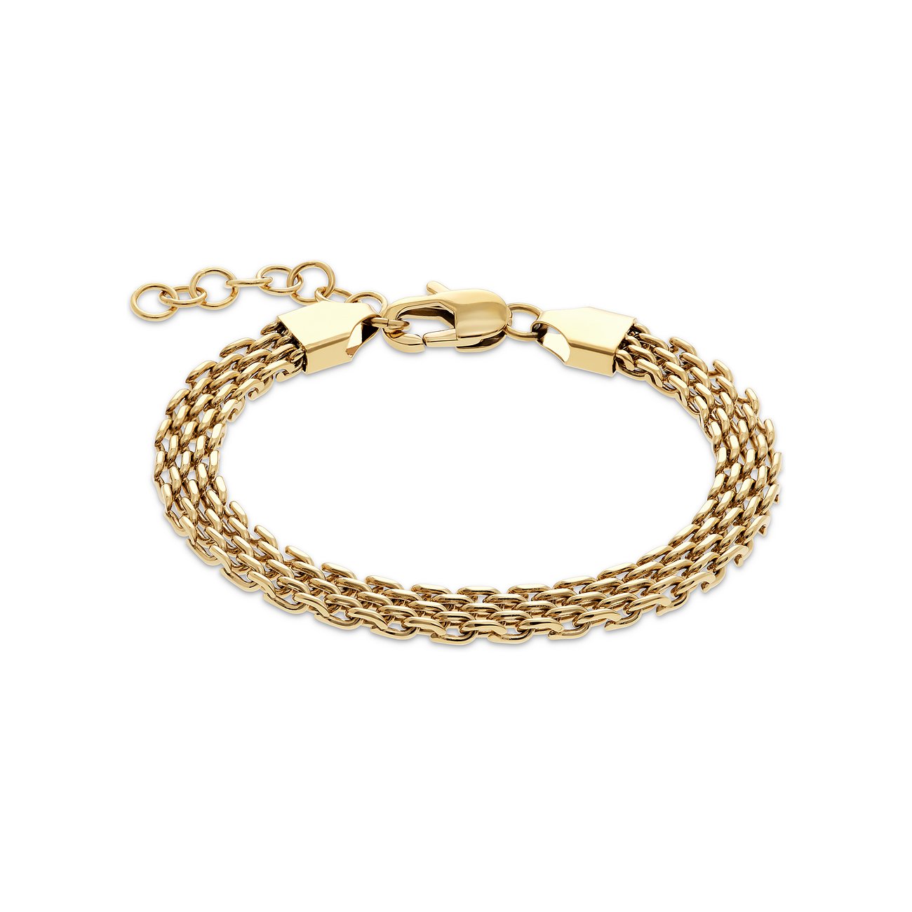 GMK Collection Armband aus Edelstahl, dreireihige Kette mit Karabinerverschluss.