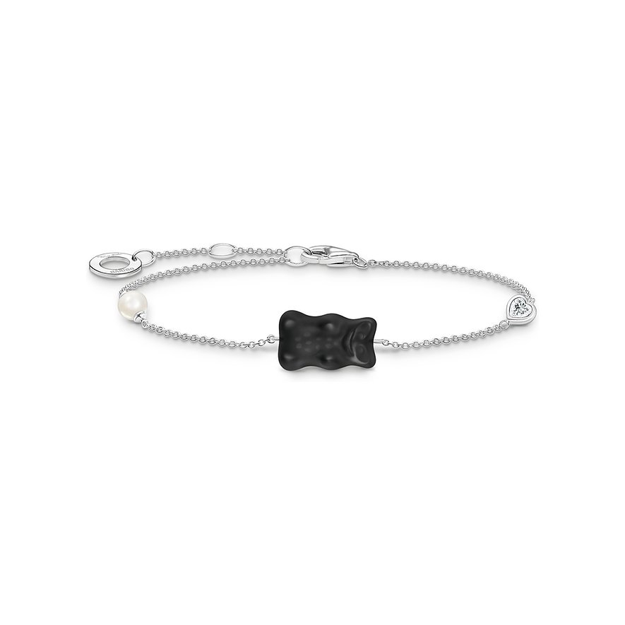 Thomas Sabo Armband Charming, Süßwasserperle, Damen, 925er Silber, schwarz