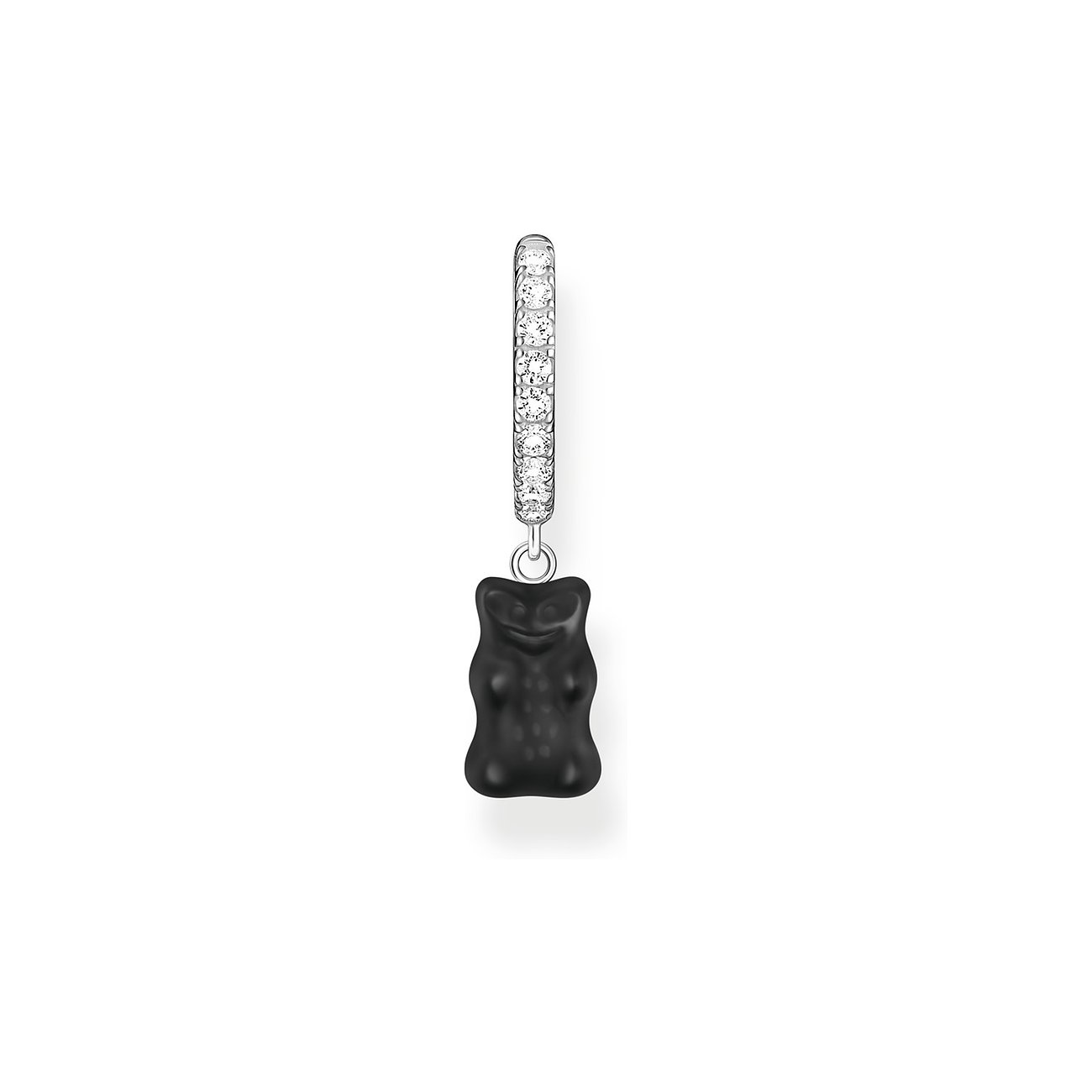 Thomas Sabo Ohrhänger aus 925er Silber mit Zirkonia und schwarzem Stein.