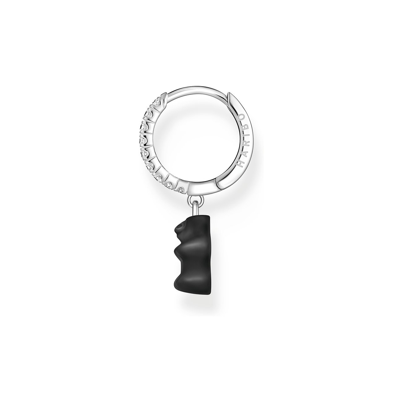 Thomas Sabo Ohrring aus 925er Silber mit Zirkonia und schwarzem Anhänger.