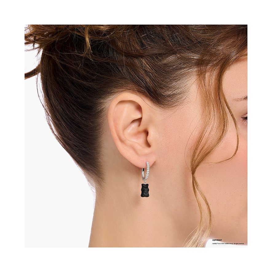 Thomas Sabo Ohrring aus 925er Silber mit schwarzen Zirkonia.