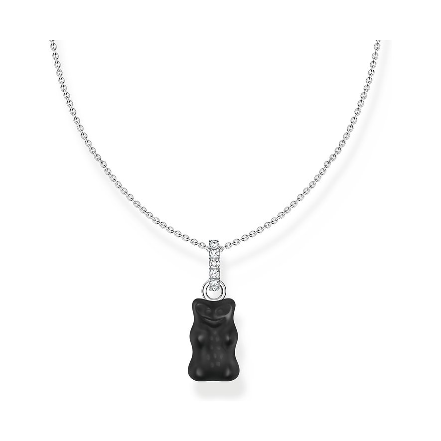Thomas Sabo Kette Charming, Zirkonia, Damen, 925er Silber, schwarz