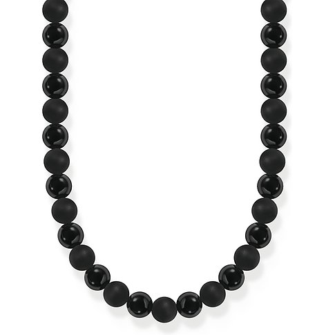 Thomas Sabo ketting van 925 sterling zilver, met onyxstenen en een mat design.