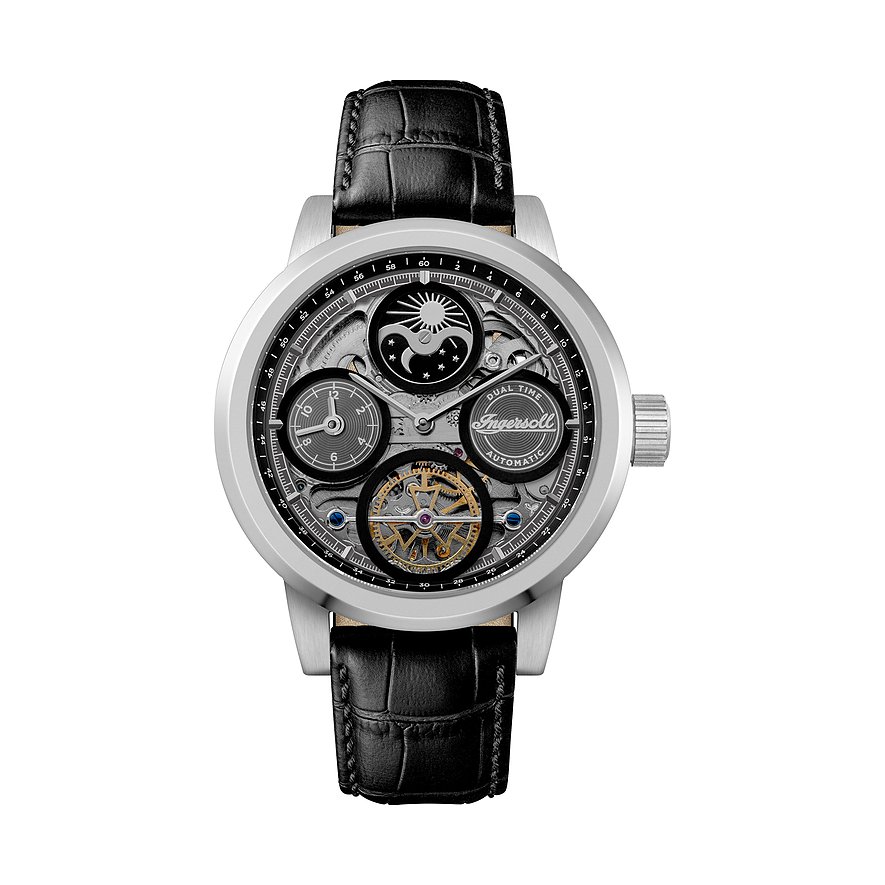 Ingersoll Herrenuhr The Arc I16001, Herren, Edelstahl, Armband: Leder, Automatik, analog