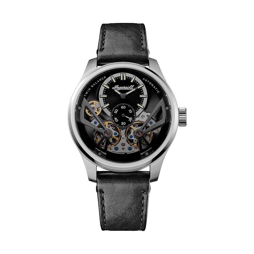 Ingersoll Herrenuhr The Naismith I16101, Herren, Edelstahl, Armband: Leder, Automatik, analog