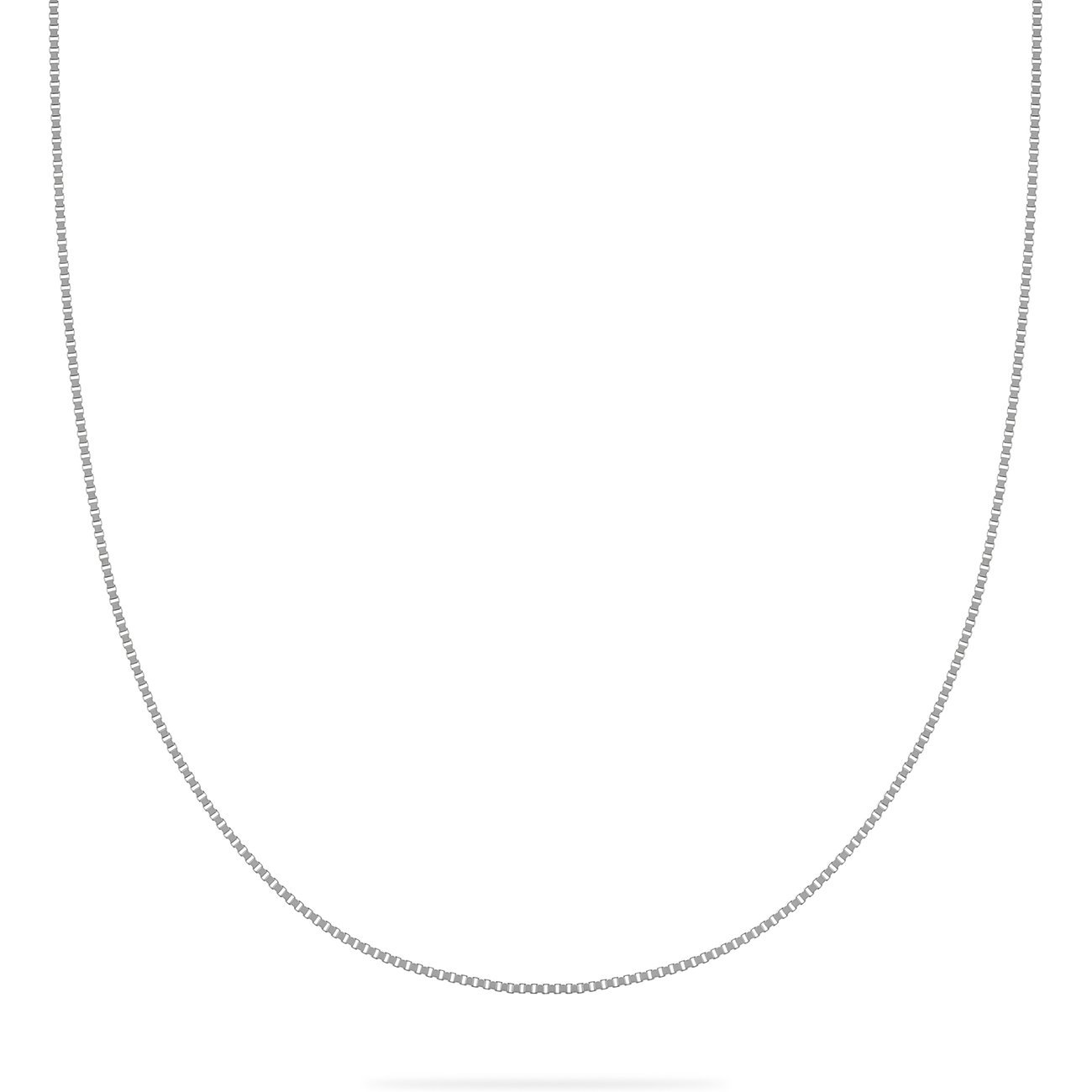 FAVS Halskette aus 375er Weißgold in schlichter U-Form auf weißem Hintergrund.