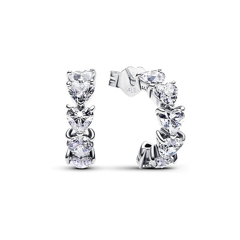 Pandora Creolen aus 925er Silber mit Zirkonia in Herzform.