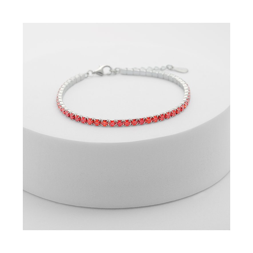 CHRIST armband i 925 återvunnet silver med röda zirkoner.