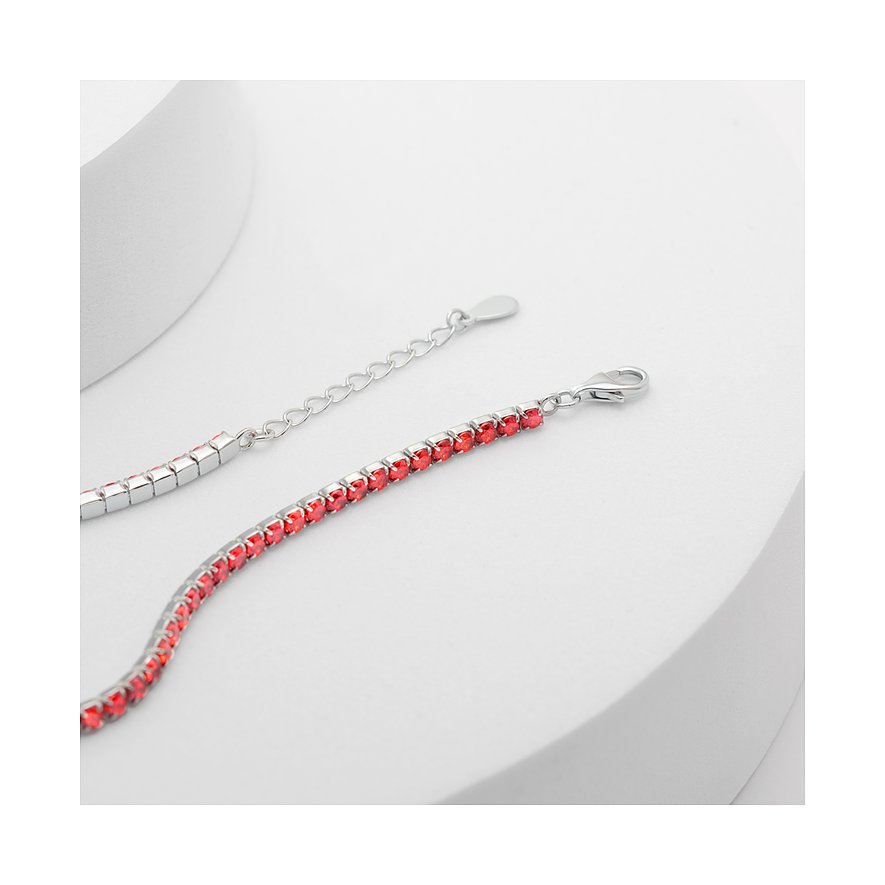 CHRIST armband i 925 silver med röd zirkon.