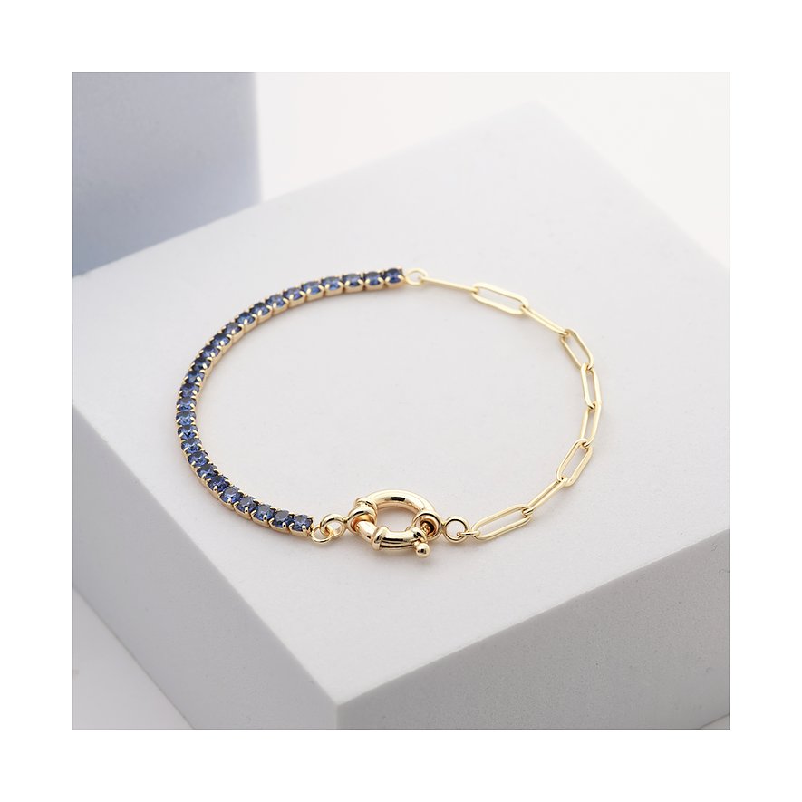 CHRIST Armband aus 925er Silber mit blauen Zirkonia und Gliederkette.