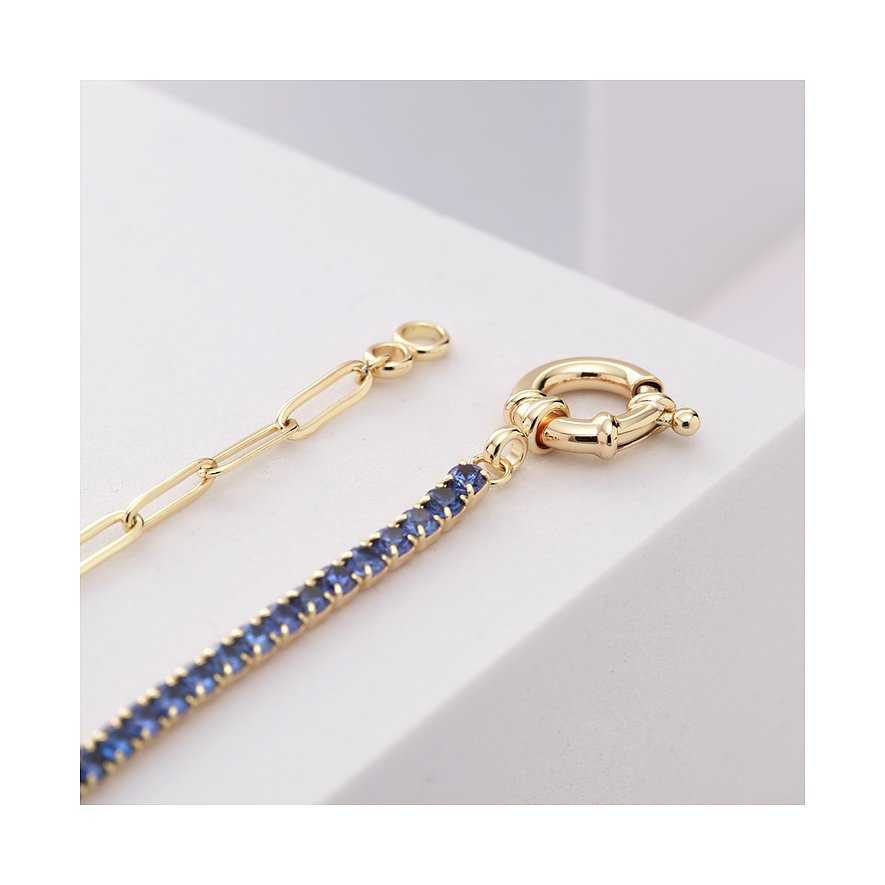 CHRIST Armband aus recyceltem 925er Silber mit blauen Zirkonia und Gliederkette.