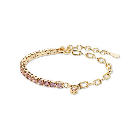 CHRIST Armband aus 925er recyceltem Silber mit rosa Zirkonia, goldfarben.