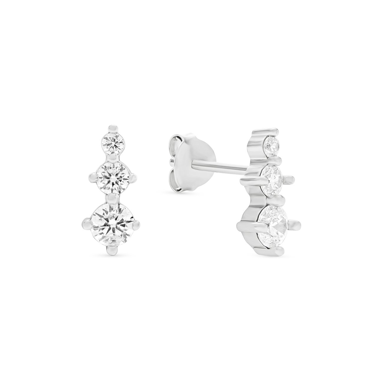 FAVS Ohrstecker aus 925er Silber mit weißen Zirkonen.