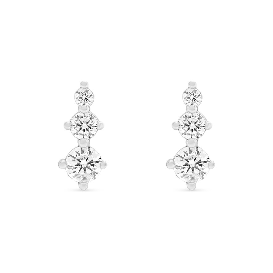 FAVS Ohrringe aus 925er Silber mit weißen Zirkonen, dreireihig.
