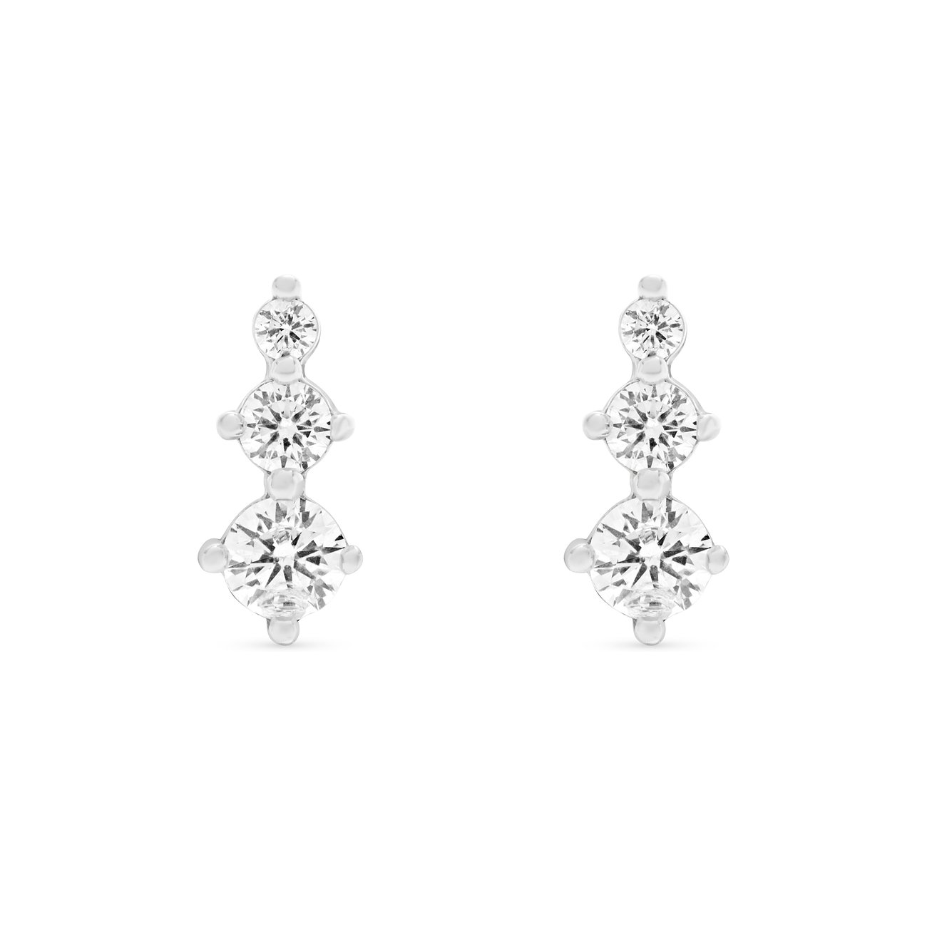 FAVS Ohrringe aus 925er Silber mit weißen Zirkonen, dreireihig.