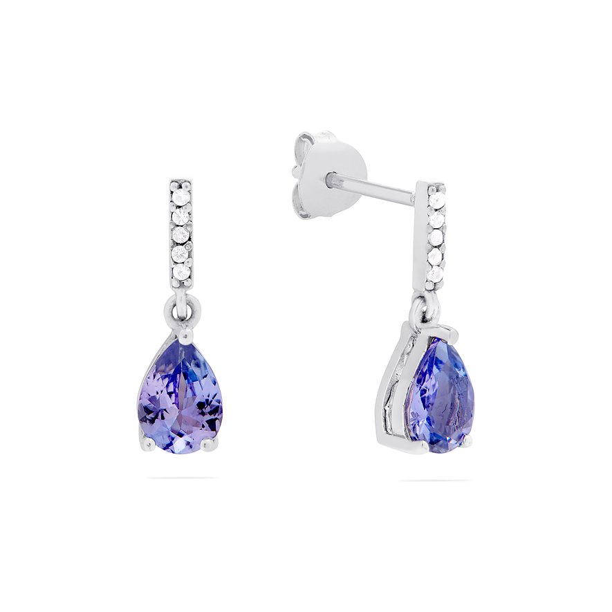FAVS örhängen i 925 silver med lila zirkon och vita stenar.