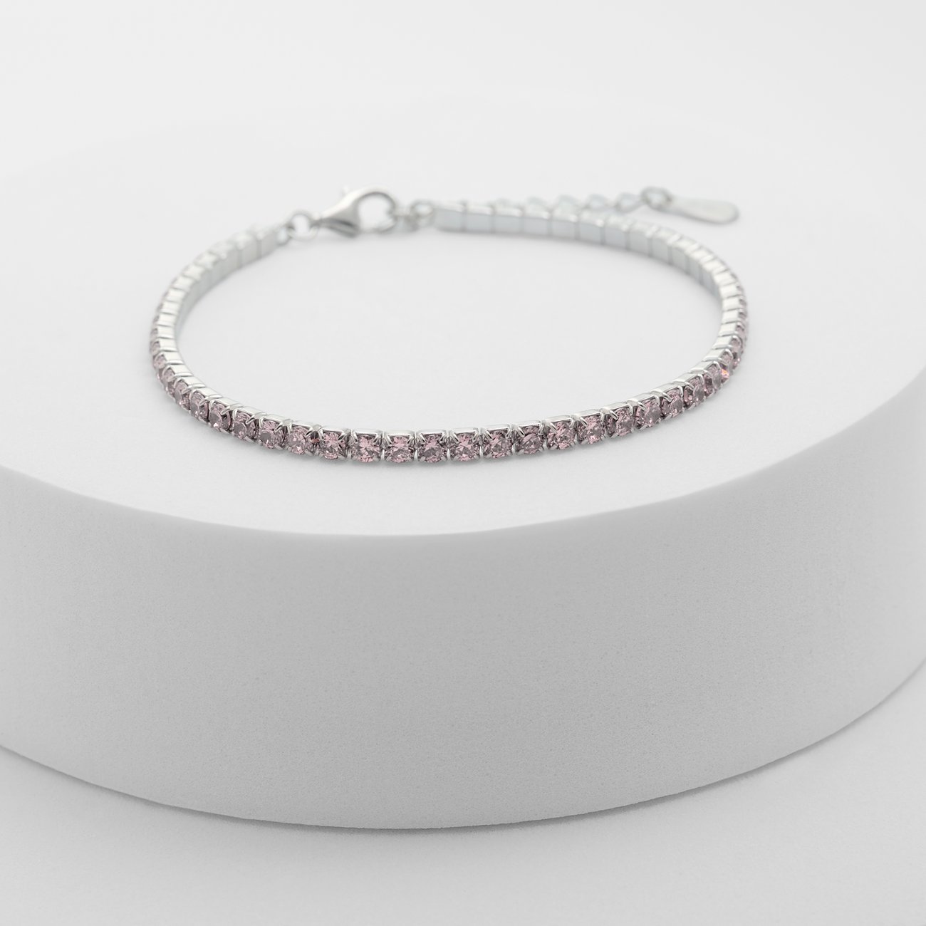 CHRIST Armband aus 925er recyceltem Silber mit pinken Zirkonia.