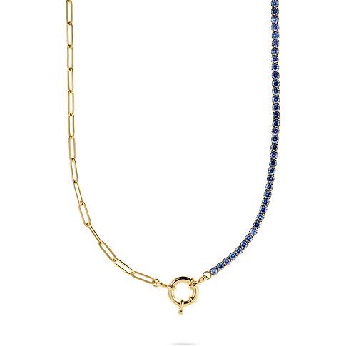 CHRIST Halsschmuck aus 925er Silber mit blauen Zirkonia und Gliederkette.