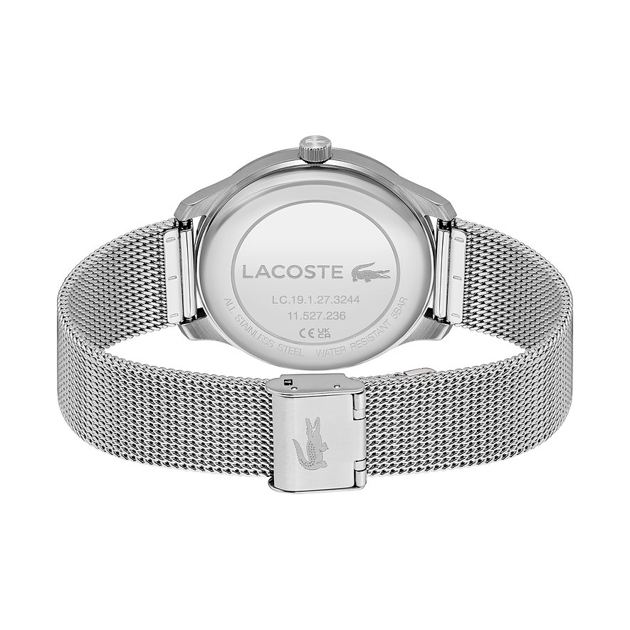 Lacoste herenhorloge met roestvrijstalen kast en mesh armband.
