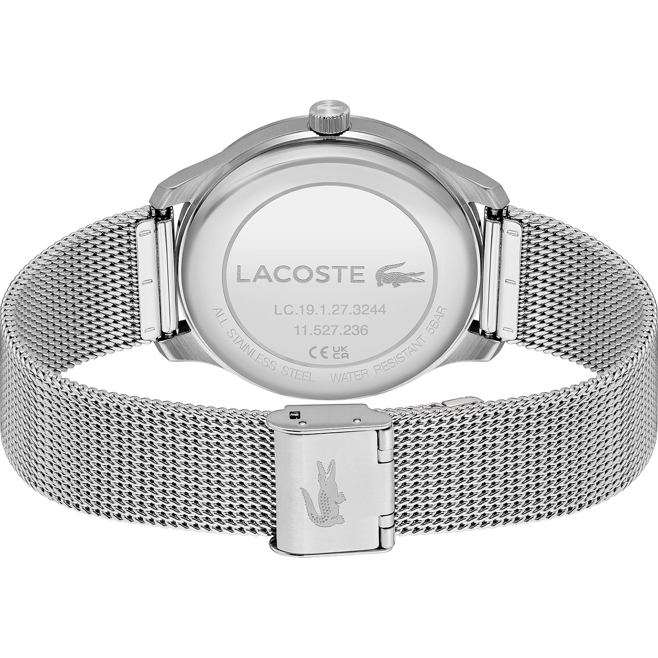 Lacoste herenhorloge met roestvrijstalen kast en mesh armband.